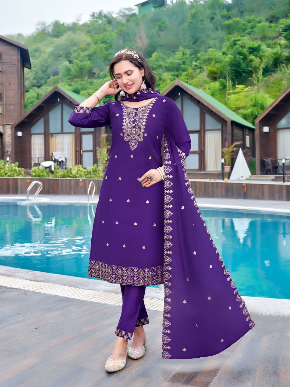 Taniya By Aanchi Roman Silk Embroidery Kurti Bottom With Dupatta Collection
